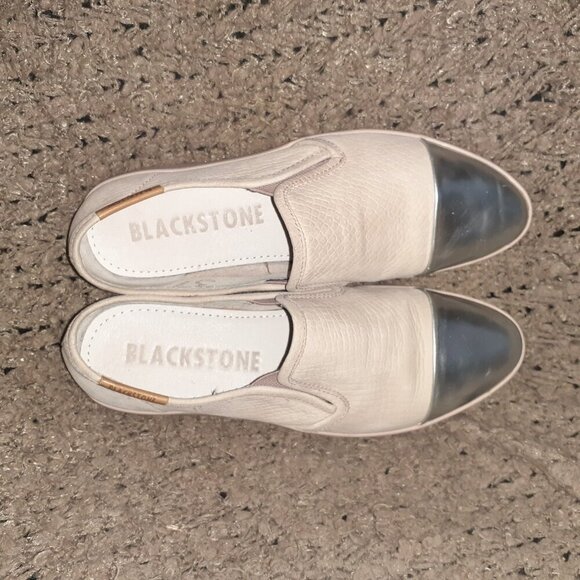 BLACKSTONE-NL47-Slip-On Rose Dust Nubuck/Silver Patent Leather Sneaker-Sz 37-EX - Picture 7 of 8